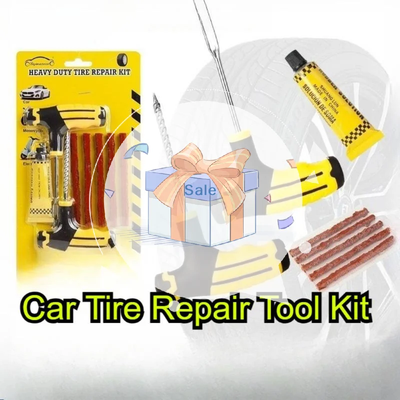 Durable 4-Piece Tubeless Tire Repair Kit With Metal And ABS Tools Car Tire Repair Tool Kit Universal Emergency Tire Repair Kit
