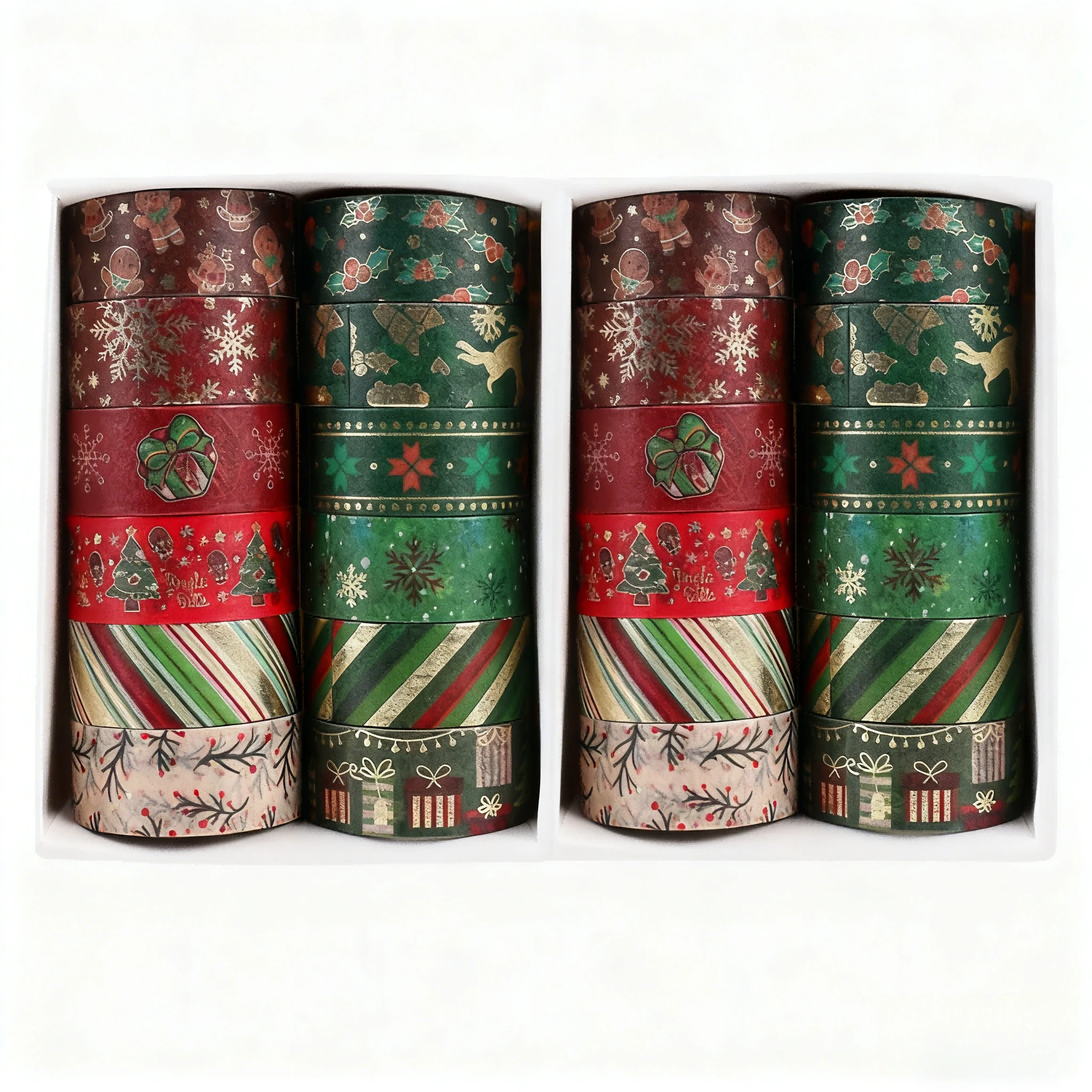 เทปวาชิคริสต์มาสพร้อมฟอยล์สีทอง, ตกแต่งสมุดบันทึก DIY, สติกเกอร์กาวสำหรับห่อของขวัญ, สมุดวางแผน, การทำการ์ด