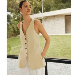 Women Vest Summer New Style Women's Vest Solid Color Casual Sleeveless Vest Luxury Women's Clothing Youthful Woman Clothes Vests