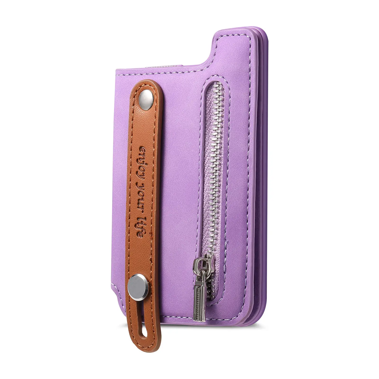 Telefoonkaarttas Draagbare portemonnee met ritssluiting Geschikt voor Magsafe Magnetische telefoonhoes Universele push-pull polsband Desktophouder