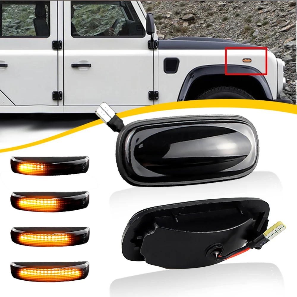 

2pcs Dynamic LED Side Marker Light Turn Signal Lamp For Land Rover Discovery 2 1999-2004 Freelander 1 2002-2005 T10 Interface