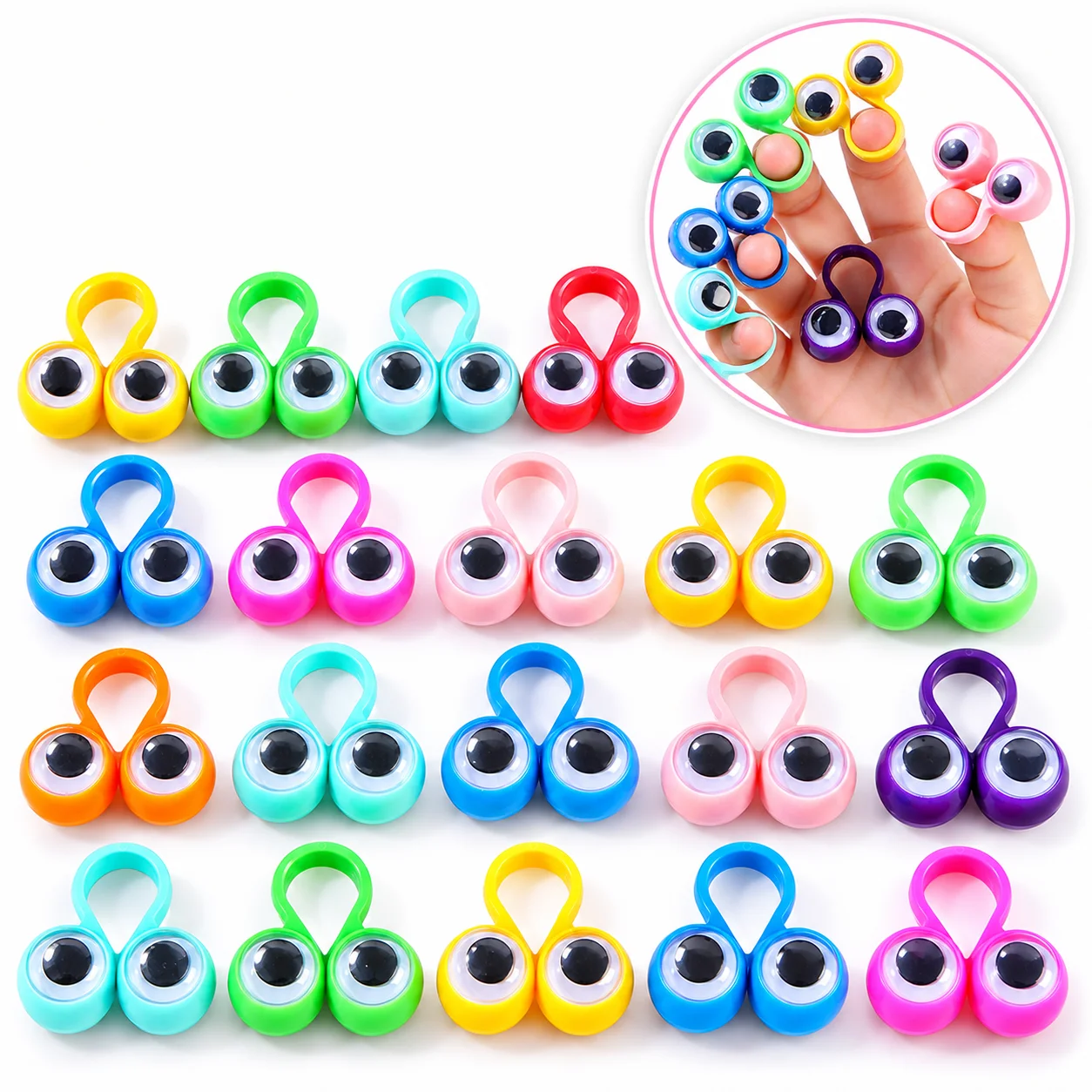 Googly Eye Finger Rings Funny Double Eyeball Finger Puppets Colorful Wearable Novelty Toys Party Favors Fun Accessories
