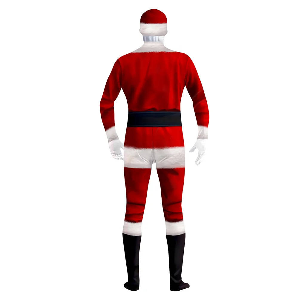 Santa Claus Jumpsuits Cosplay 3D Printed Jumpsuit Clothing Christmas Fantais Wig Costume Halloween Xmas Disguise Outfit Male Men