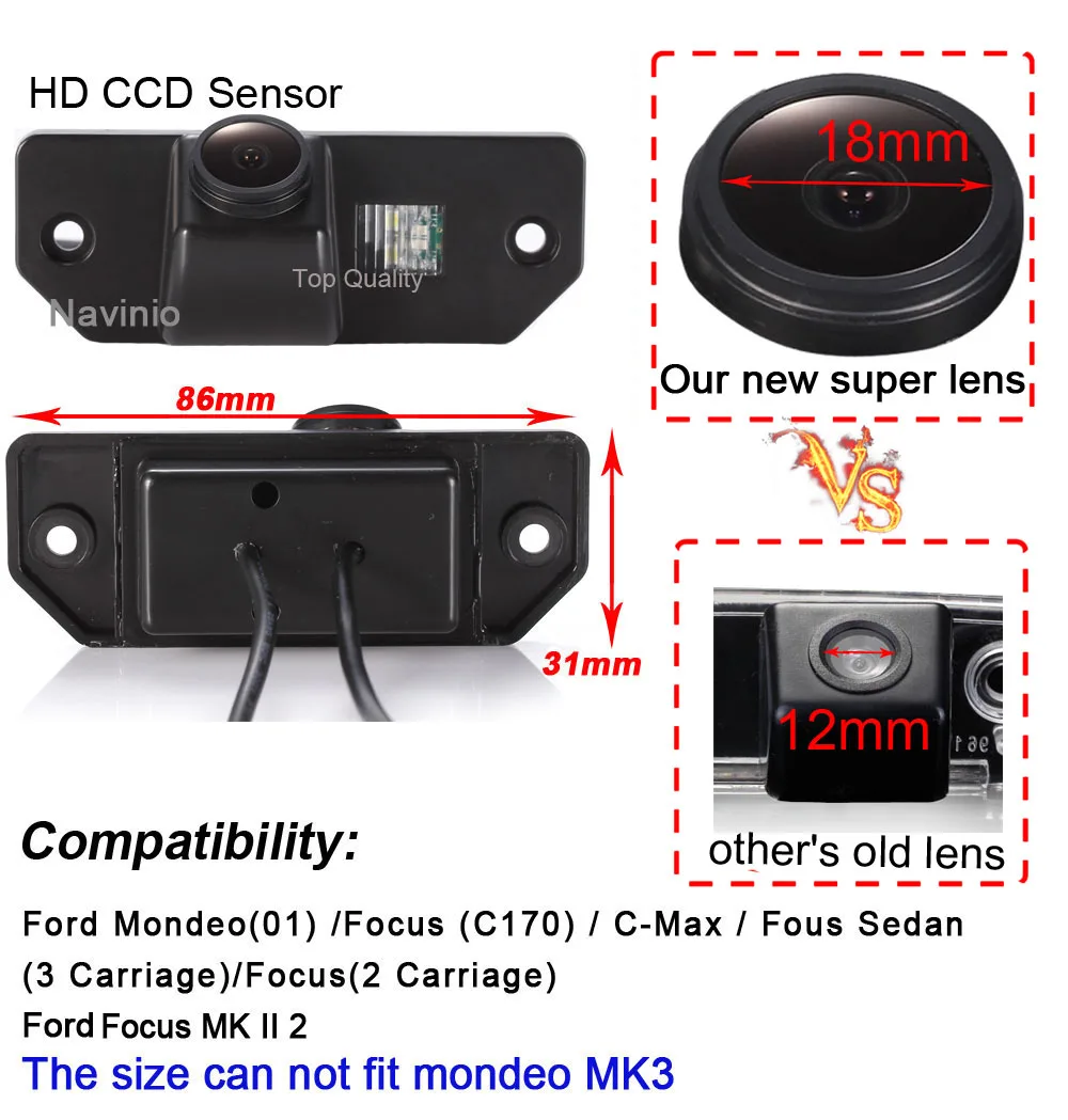 car reverse rear view back up parking camera for Ford Mondeo(01) /Focus (C170) 1 C-Max / Fous Sedan view 2