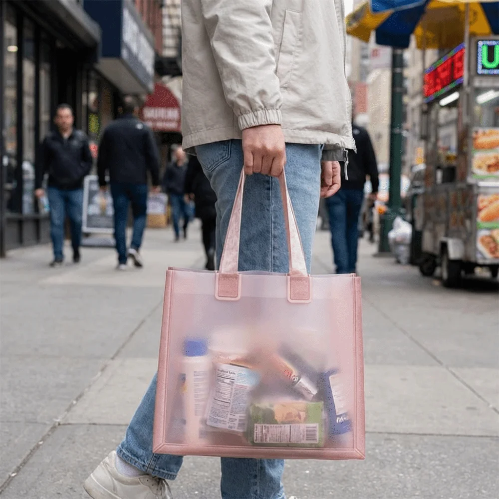 Thick Water-Sprinkling Festival PVC Tote Durable Waterproof Transparent Handbags Plastic PVC Reusable Bags Wedding Decor