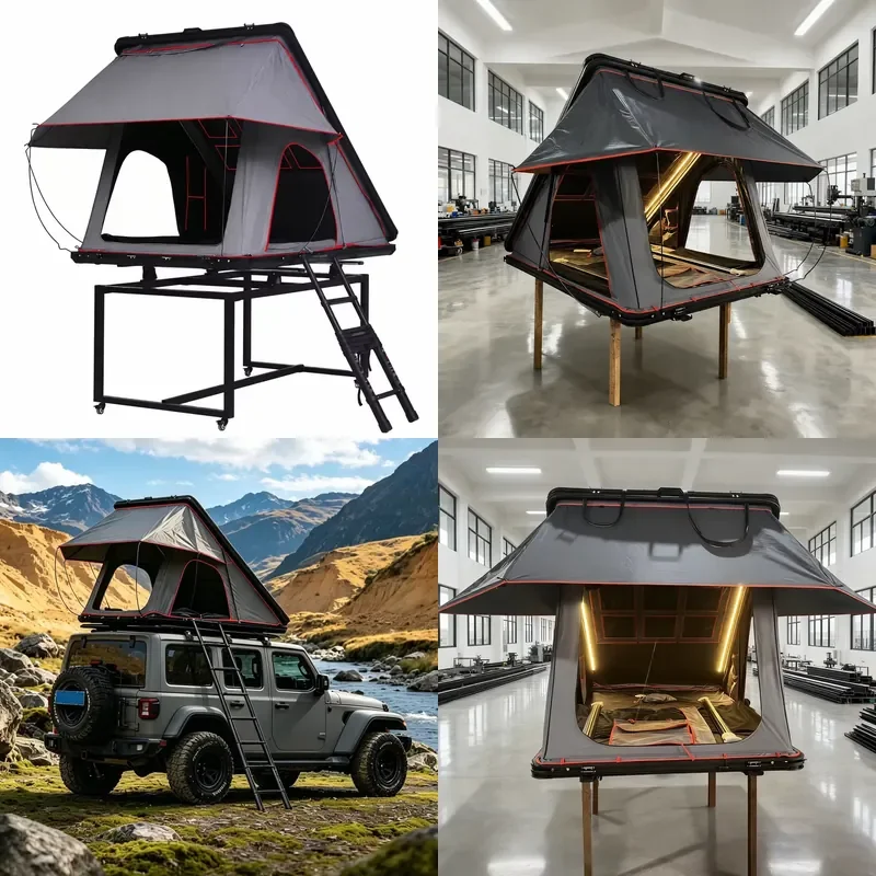 Hard Shell Roof Top Tent for 1-2 Person with Delta Wing Awning Waterproof Rainproof Quick Setup for SUV Car Camping