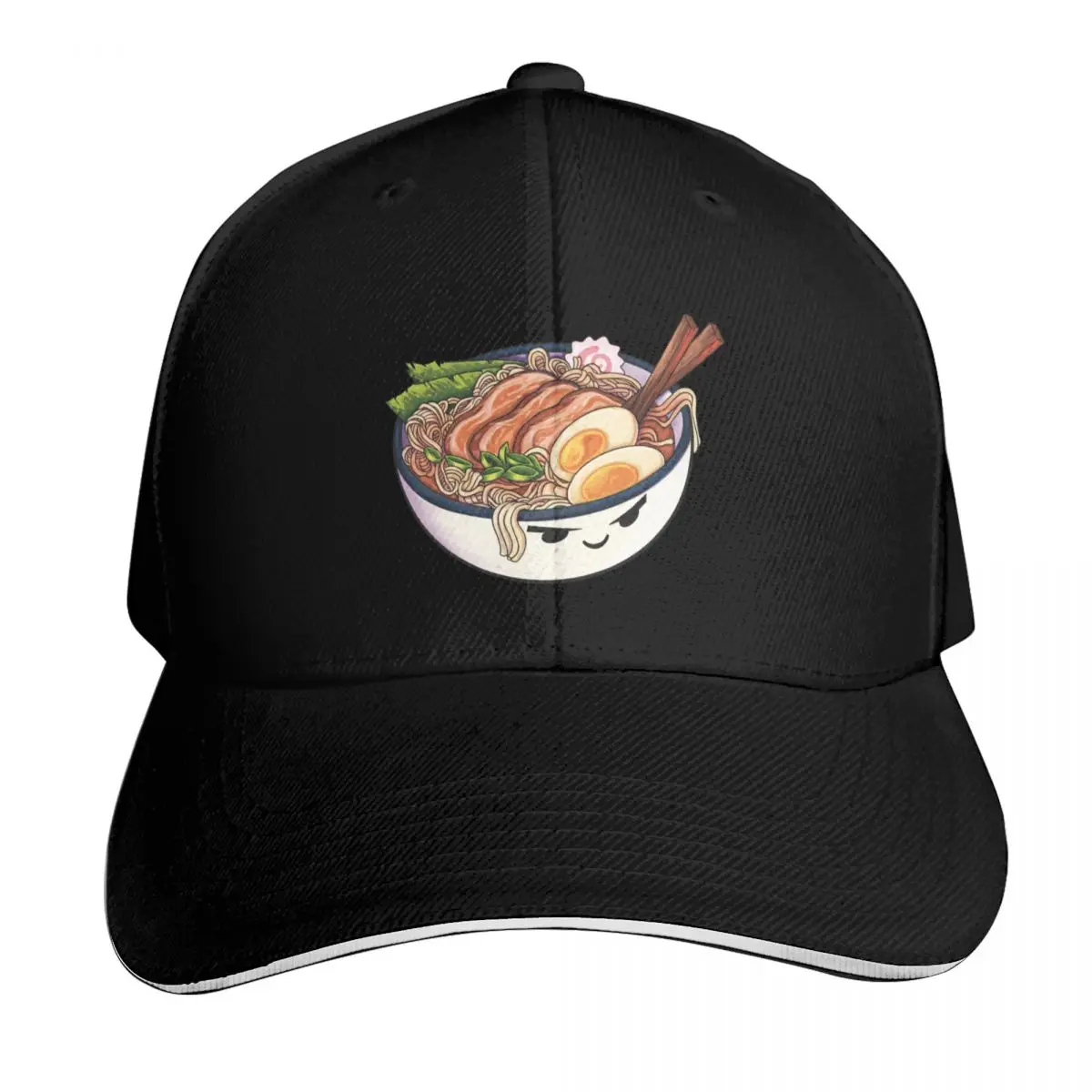 Kawaii Japanese Ramen Bowl Baseball Cap Quick Dry Performance Cotton Twill Breathable Contrast Two Tone Brim
