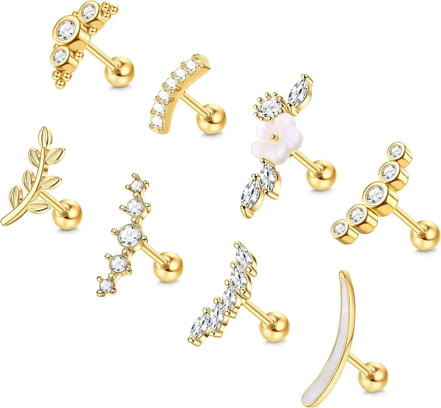 

Drperfect Cartilage Earrings for Women Tragus Piercing Shiny Earrings Stud Conch Piercing Earring Piercing Jewellery Ear Cuff