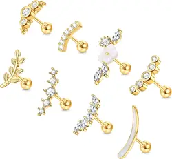 Drperfect Cartilage Earrings for Women Tragus Piercing Shiny Earrings Stud Conch Piercing Earring Piercing Jewellery Ear Cuff