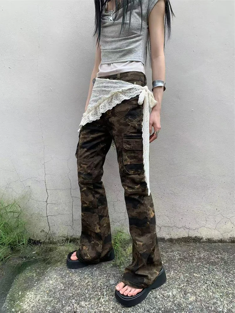 Spring Summer 2025 Lace Trim Short Skirt Casual Layering Utility Bum Curtain Korean Style Commute mid Waist A-Line Skirt