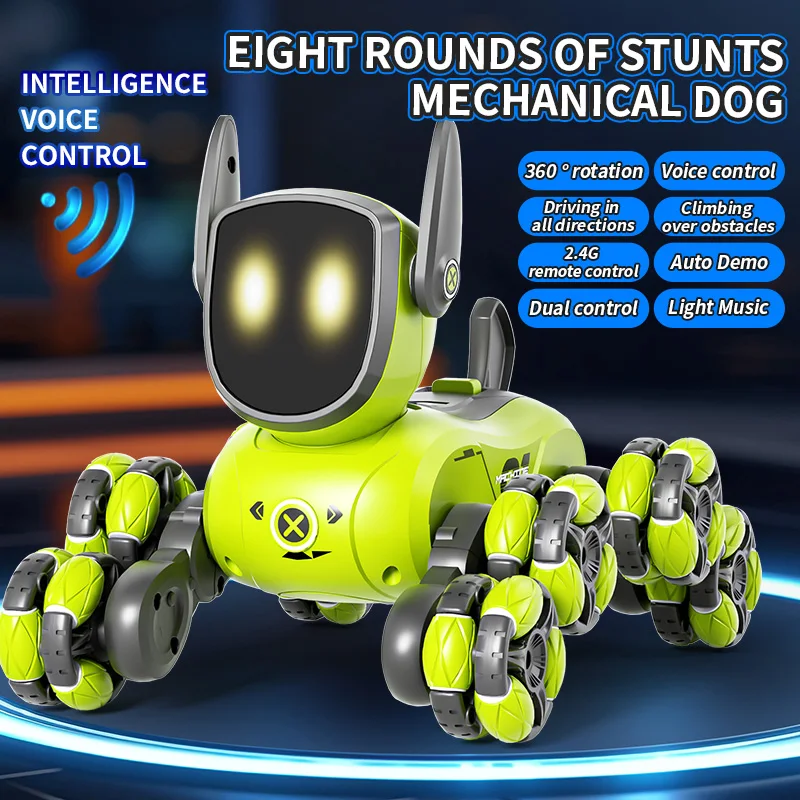 JJRC Q200 pequeño ocho ruedas detección de gestos interacción de voz multifuncional RC máquina acrobática perro niños juguetes niños regalos