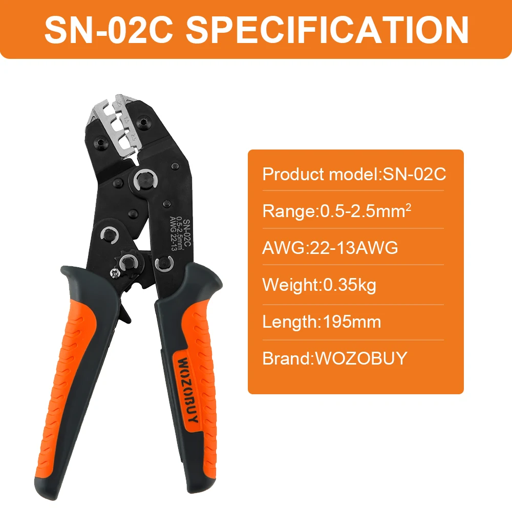 SN-02C Draht-Crimp-Werkzeug-Set, isolierte Draht-Elektro-Steckverbinder, Crimp-Stoß, Ring, Spaten, Klemmen, Kabelschuhe, Sortimentsset – Detail 4