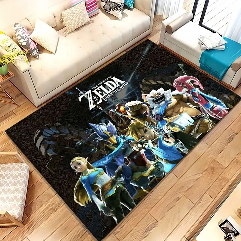Classic Game Z-Zelda Hylian Crest Link Non-Slip Large Area Rug for Living Room,Bedroom Playroom Carpet Mat for Sofa,Home Decor