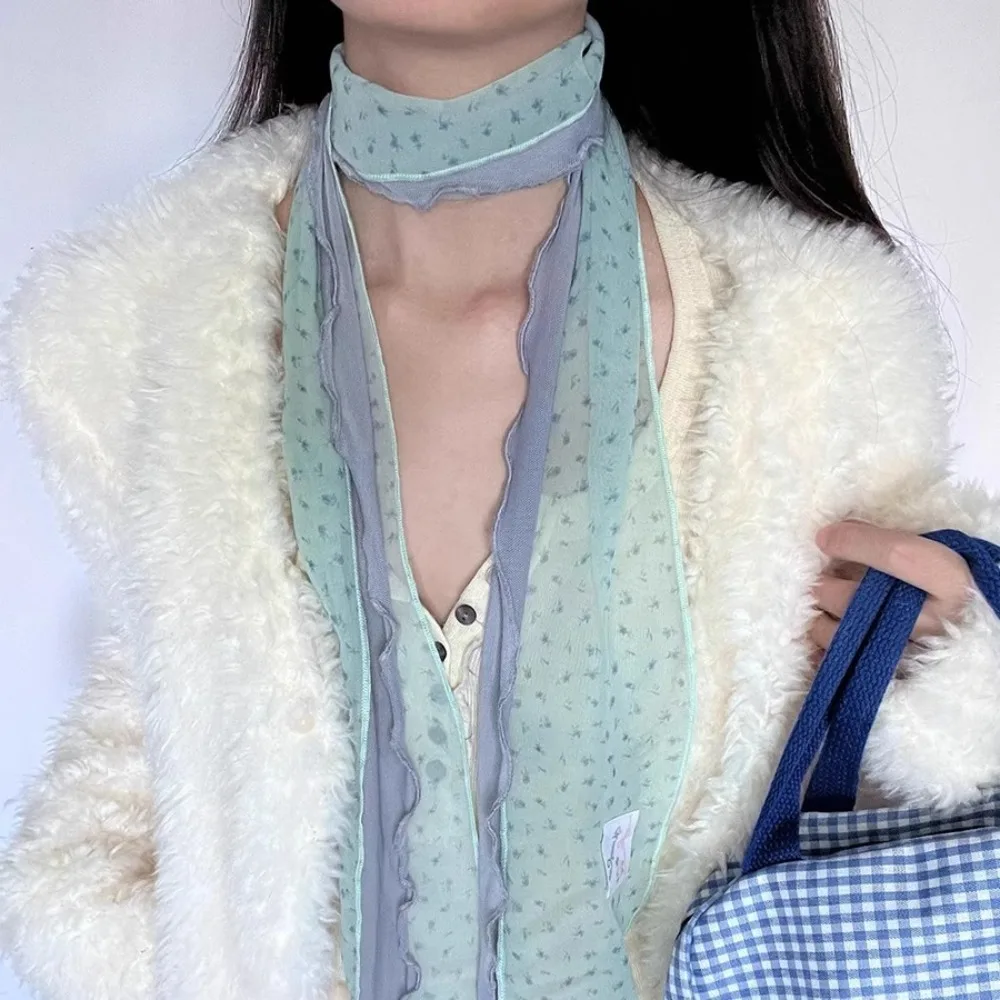 แฟชั่นHeadbandsผู้หญิงยาวผ้าพันคอShawl Dressingตกแต่งดอกไม้ผ้าพันคอลูกไม้บางยาวริบบิ้นผ้าพันคอฤดูร้อน