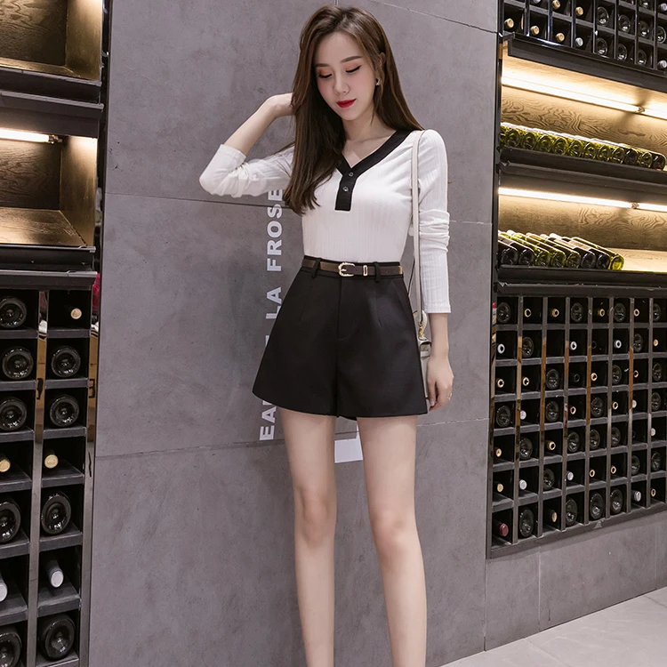 

2024 Summer New Women Thin High Waist A=line Shorts Female Solid Color Suit Shorts Ladies Wide Leg Casual Short Pants L250