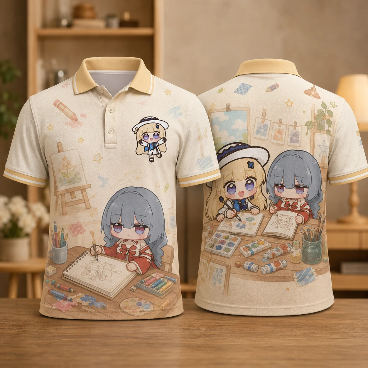 Phoebe Joubi Phrolova Chibi Anime Movie Night Polo Shirt Kawaii Girls Popcorn 3D Print Quick Dry Breath