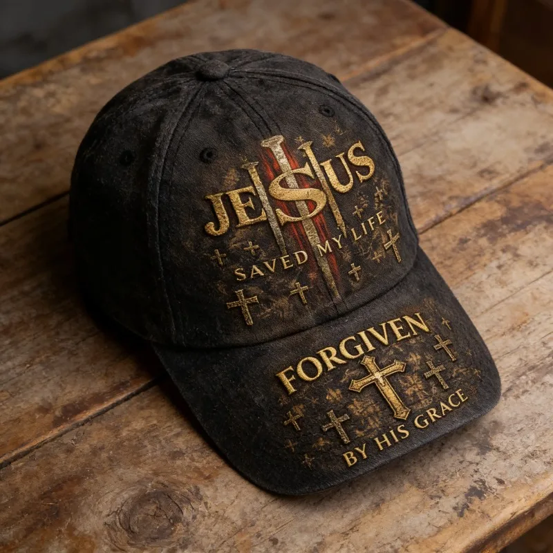 Customization The Christian Baseball Cap, Jesus, Saved My Life Through His Grace, Was Pardoned. The Cross Was Designed With Fait