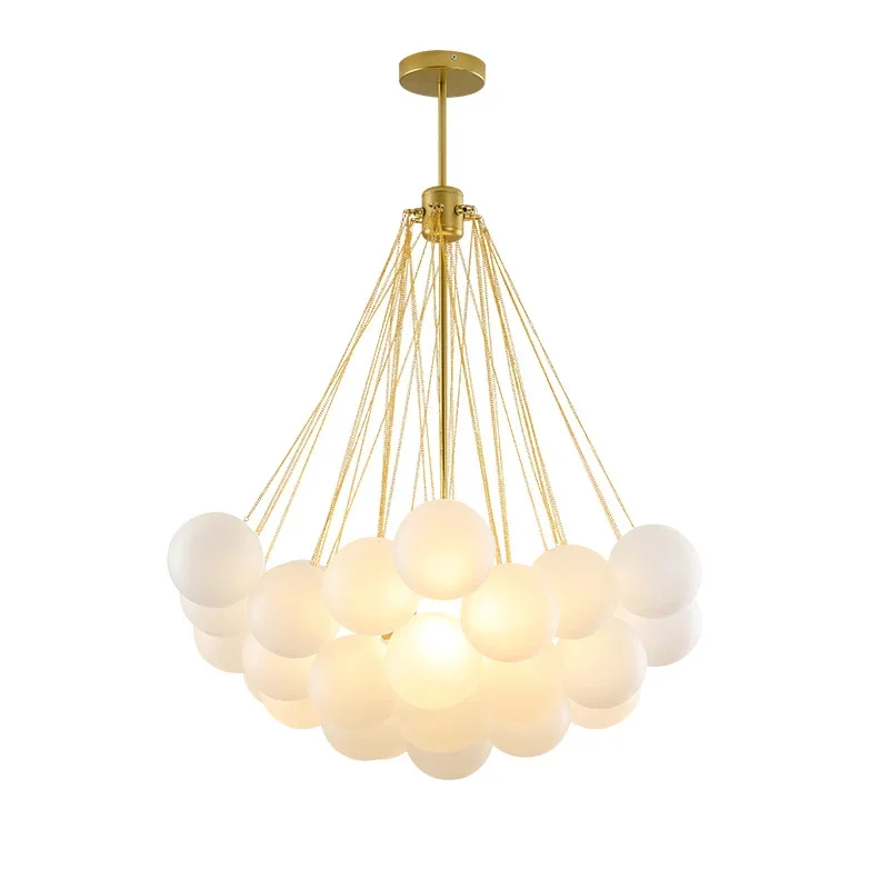 Modern Frosted Glass Ball Ceiling Chandelier Black Gold Pendant Lights 19/37 Glass Hanging Lamp for Dining Living Room