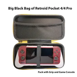 Big Black Bag for Retroid Pocket 4/ 4Pro Handheld Game Console Pack Transparent Grip and Black Grip Carry Case