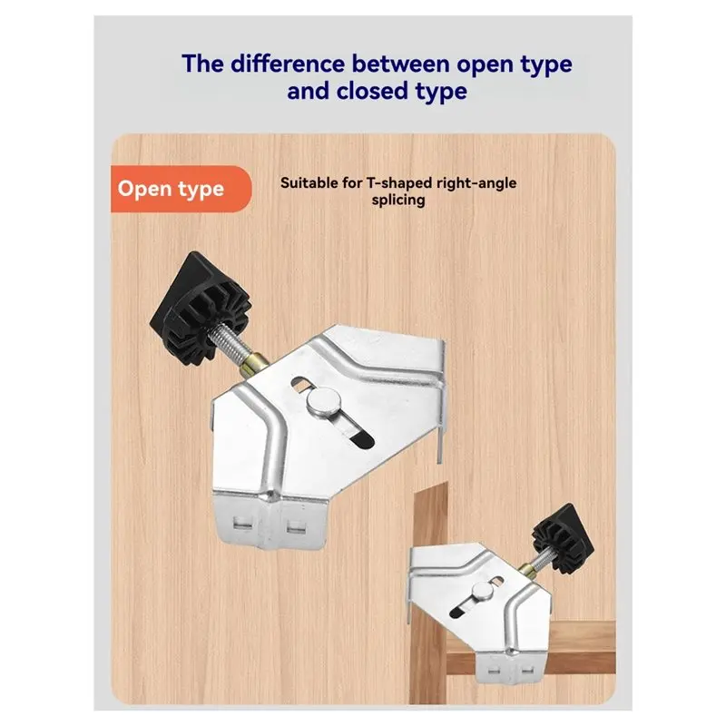 AA81-Metal Right Angle Clamp Quick Clip Auxiliary Corner Clamp Locator Adjustable 90 Degree Fixing Clamp Open