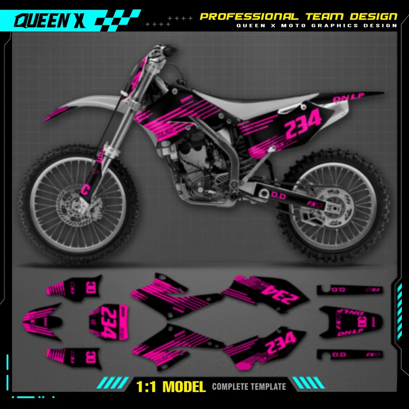 QUEEN X MOTO Motorcycle Team Graphics Decal & Sticker Kit For SUZUKI 2004 2005 2006 RMZ250 003