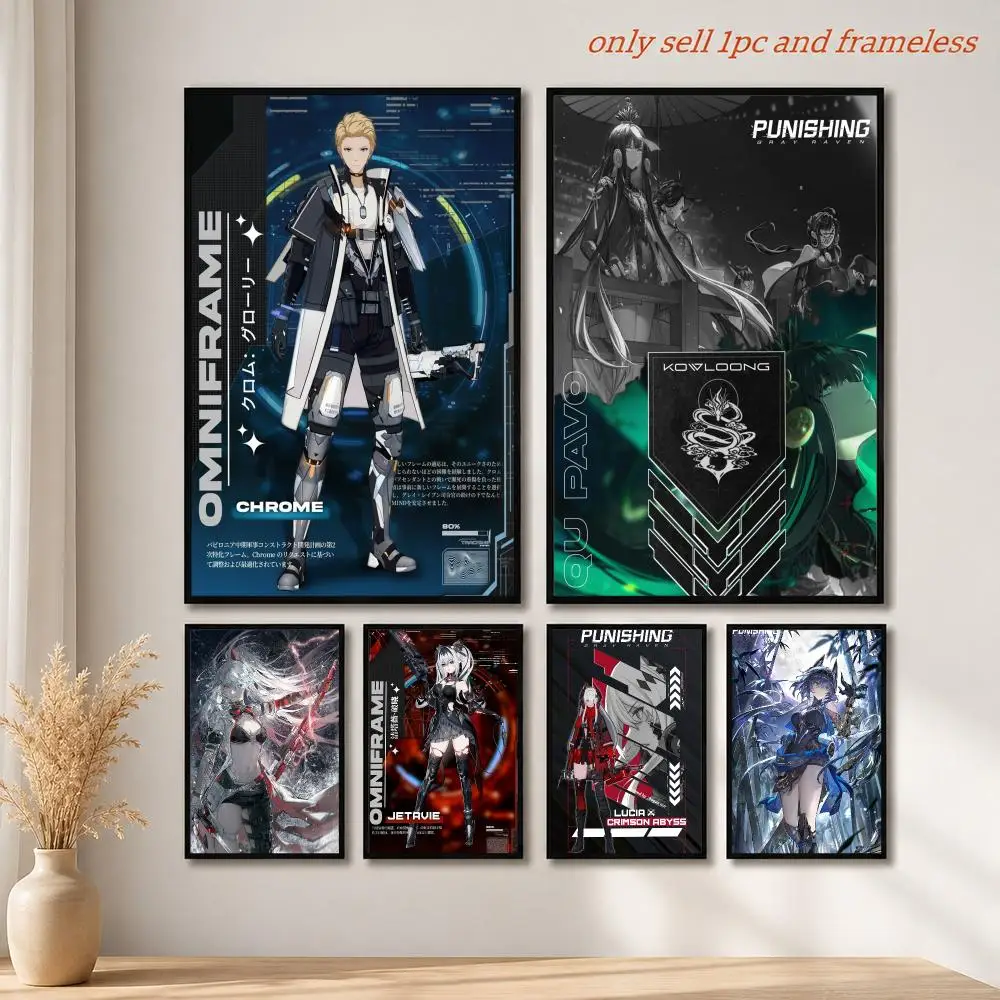 ARPG Game P-Punishing Gray Raven Poster Mural HD Wall Decals for Bedroom Living Room Home Self-Adhesive Decor Gift
