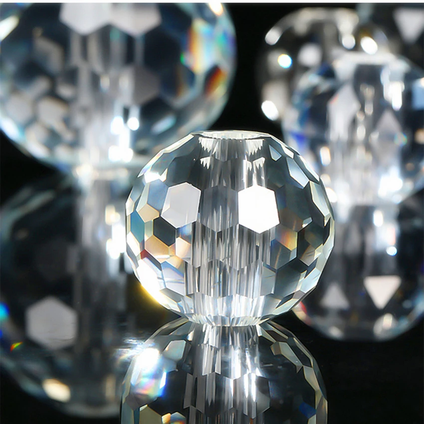 50mm Clear Crystal Faceted Ball Middle Hole Glass Chandelier Ball Parts for Wedding Home X-MAS Decor