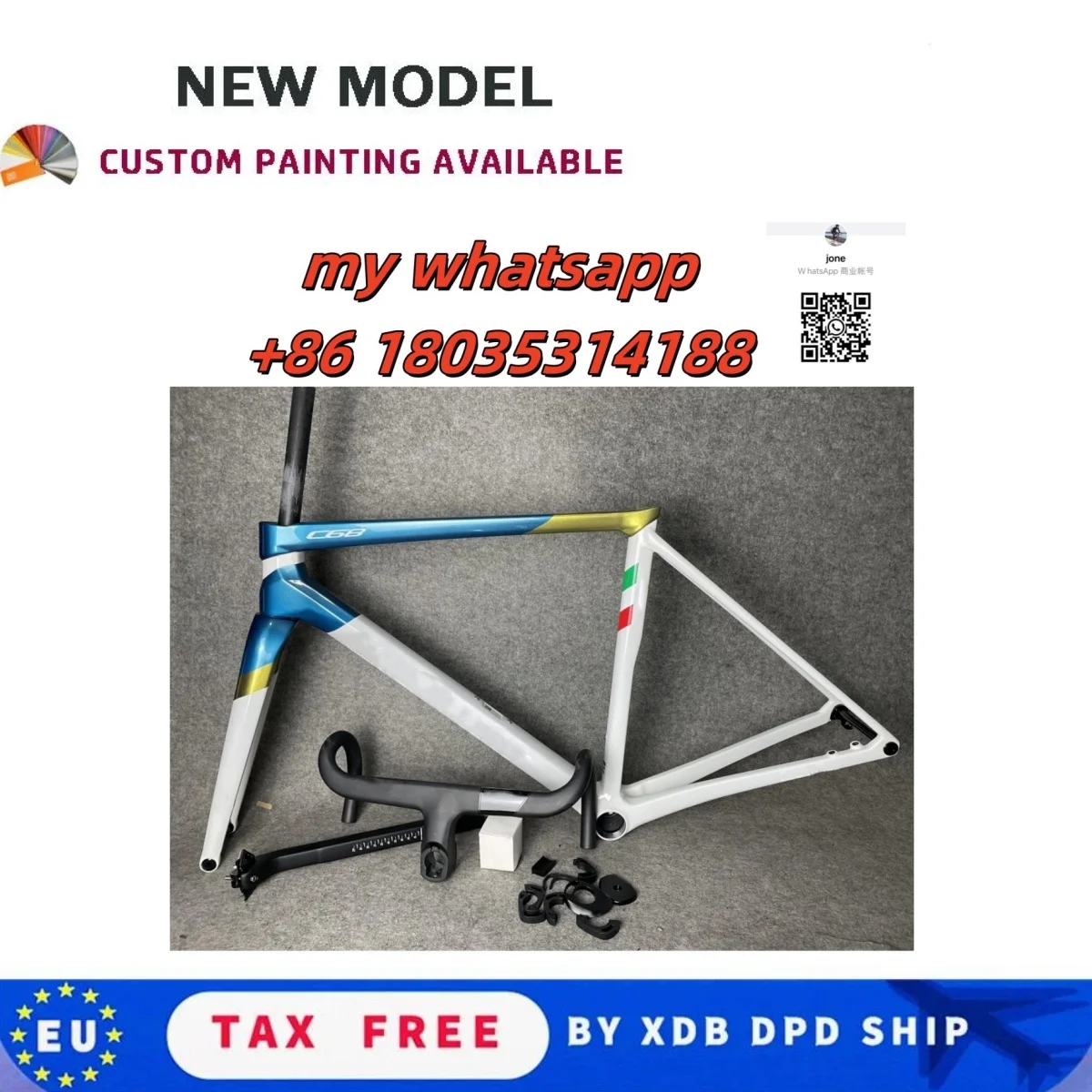 

2024 New T1100 Carbon Road Bike C68 Frames Carbon Road Bike Frameset Disc Brake For 20 Colors