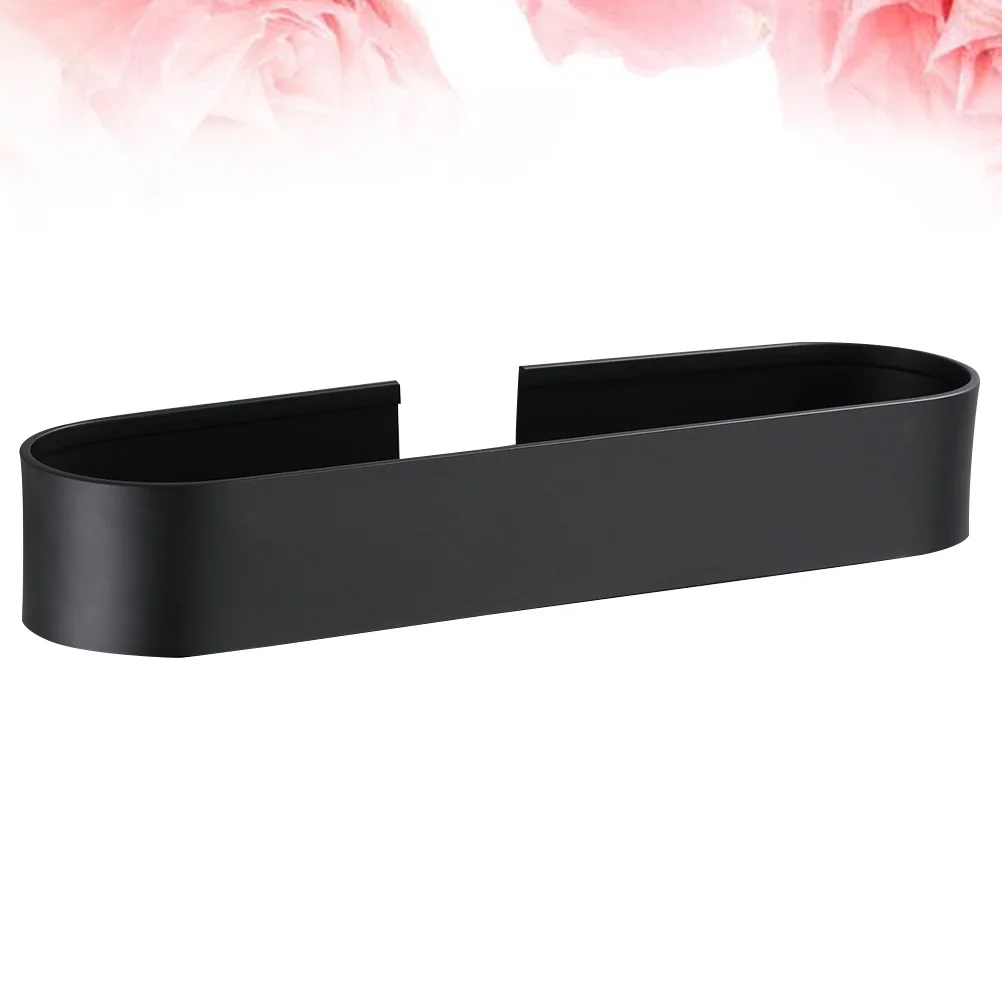 الحائط لكمة الحرة لاصق فرشاة الأسنان كوب فرشاة للزجاجات الناقل الصرف الرف حامل ألومنيوم أسود 40 سنتيمتر الحمام المطبخ #4