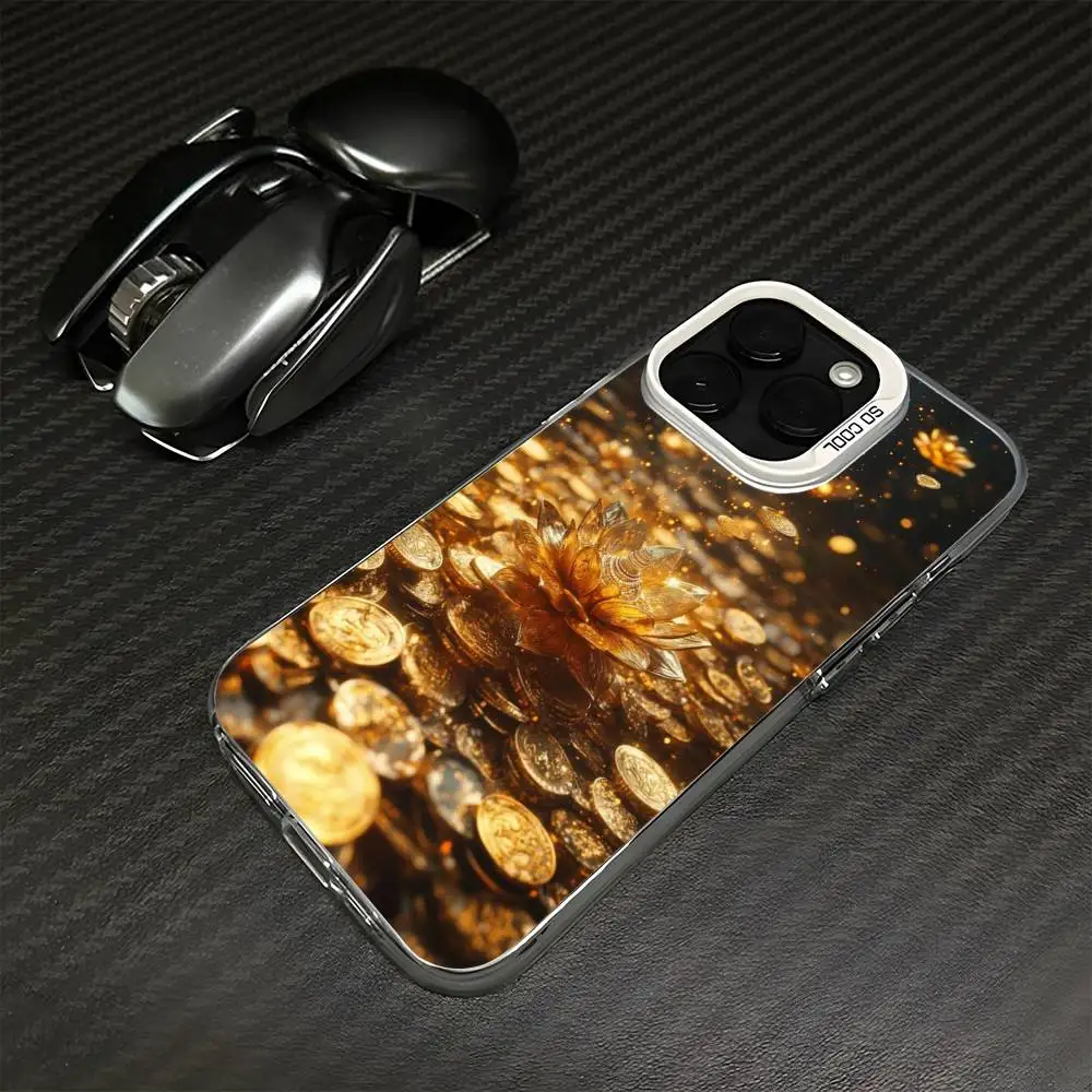 Gold Cash Art Phone Case For iPhone17,16,15,14,13,12,11 Plus,Pro Silver White Matte Shockproof Cover