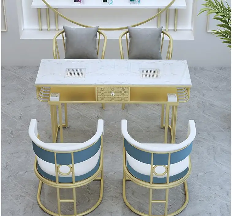 Net Red Marble Nail Enhancement Table Chair Set Vacuum Cleaner Single double triple double deck Nail Enhancement Table Full set