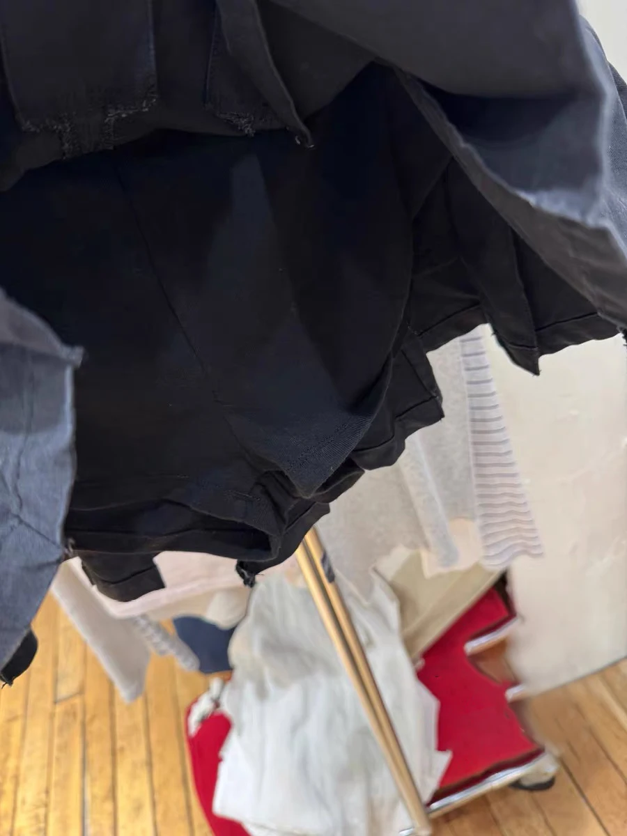 Vintage Sexy taille basse jupes plissées été nouveau noir coton a-ligne Shorts jupes femmes américain Streetwear solide Denim Faldas