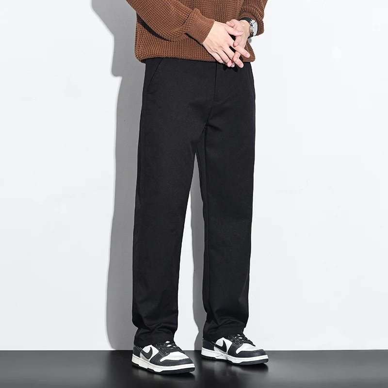 Men's Polyester Slim Fit Straight Leg Pants 2025 Autumn Winter Trendy Versatile Casual Long Pants Plus Size 38