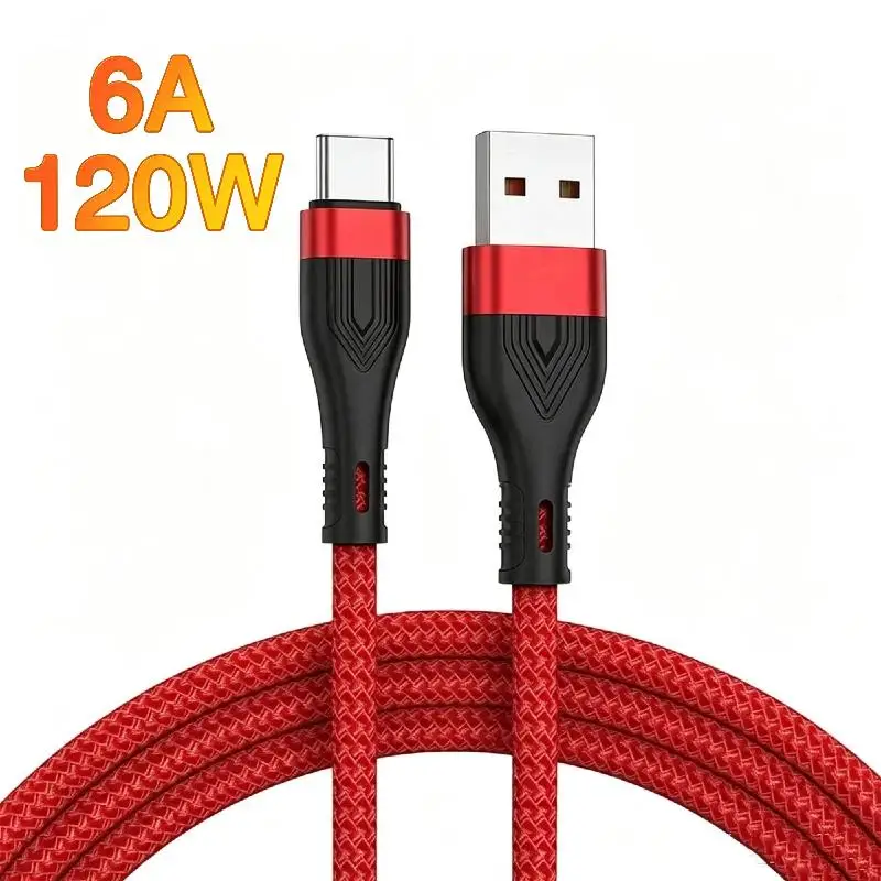 1Pcs Super Fast Charge Android Usb-c 120W Reinforcement Of Joint 1/2/3 Meters USB Type C 6A Data Cable