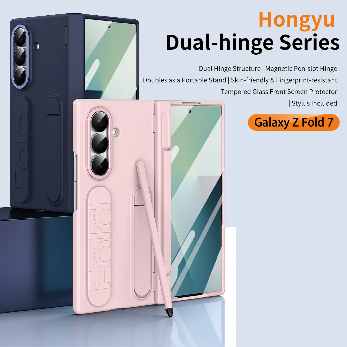 

Эластичный держатель на запястье, чехол-подставка для Samsung Galaxy Z Fold7 Fold6 Fold 7 6, шарнирная подставка на 360, полная защита, закаленный чехол