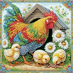 Diamond Art Painting Kits for Adults,DIY Chickens Special Shape Diamond Art Kits,Diamond Gem Art Painting for Wall Decoration