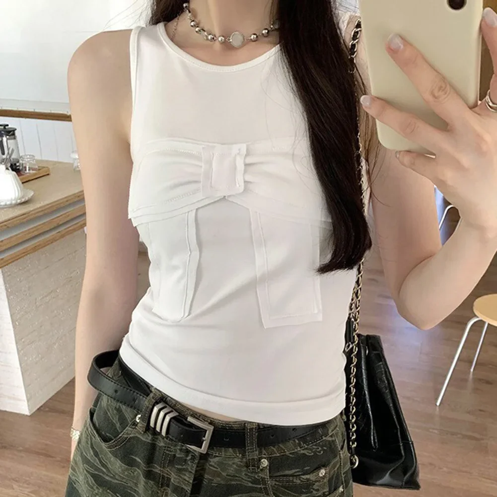 

Casual Summer Vest For Women Crop Womens Casual Top Average Size Butterfly Tank Top Basic Design Elastic Fabric