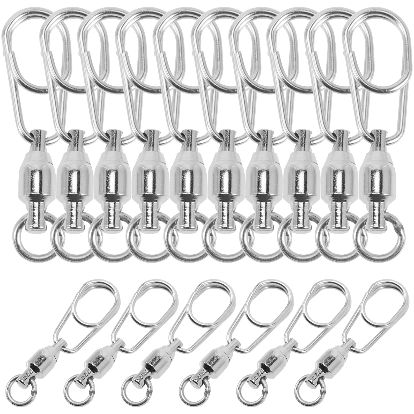 30 Pcs Eight Figure Ring Connector Portable Lock Swivel Sturdy Fishing Wired Twine Bait Swivels Ball Bearing Stainless Steel