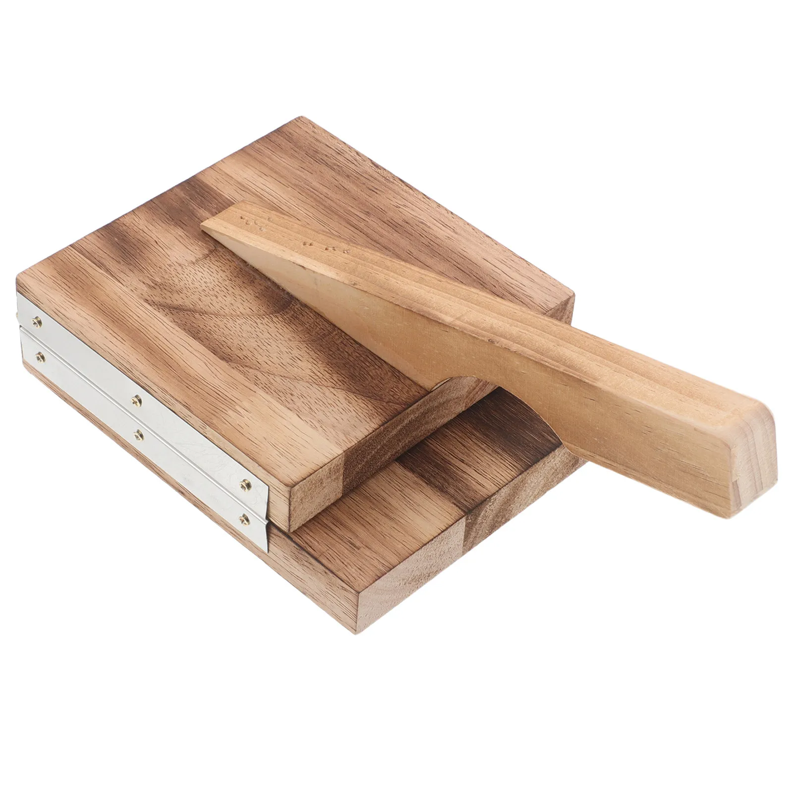 Manual Wooden Dumpling Press Mould Stainless Steel Frame for Homemade Dumpling Skin Tortilla Pie Dough Wrappers Kitchen Tool