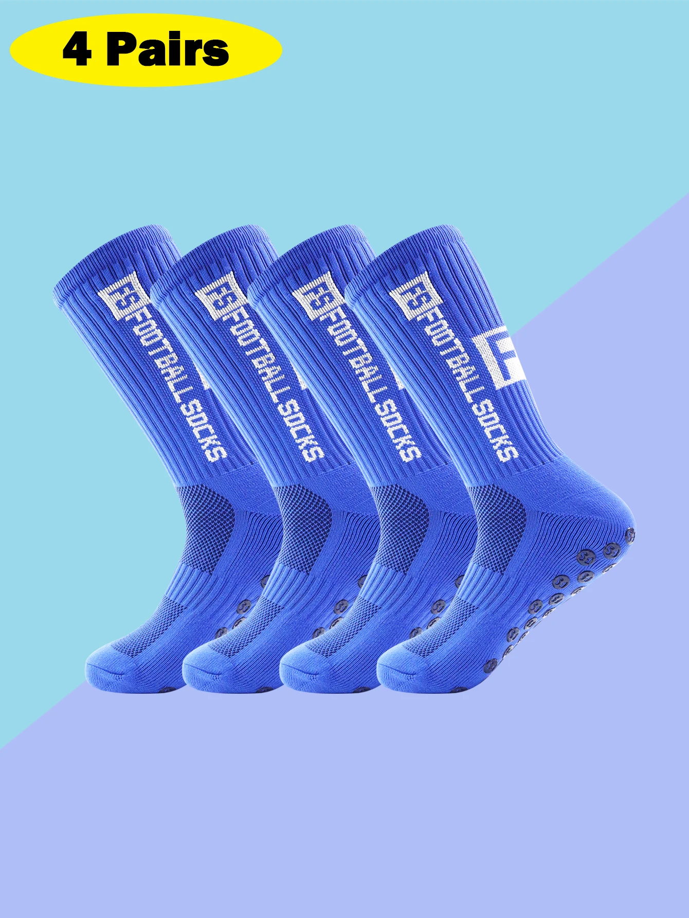 4 paar nieuwe FS mid-tube gelijmde voetbalsokken voor sporttraining en wedstrijden, antislip en ademende sokken