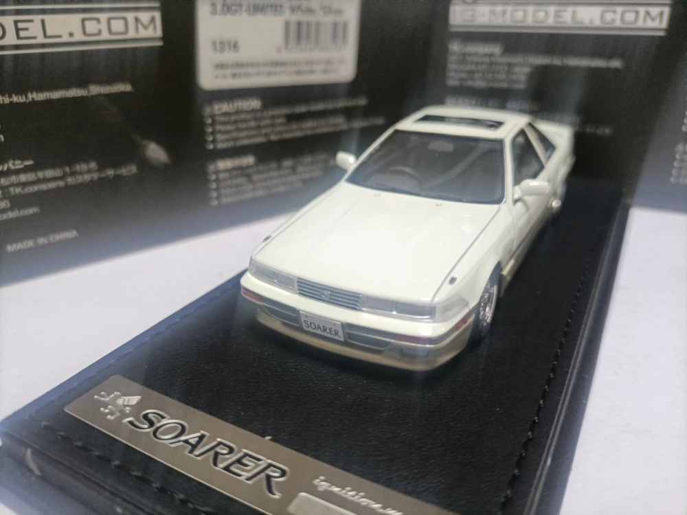 

IG 1:43 Soarer Z20 3.0GT Limited White Silver JDM Simulation Limited Edition Resin Metal Static Car Model Toy Gift