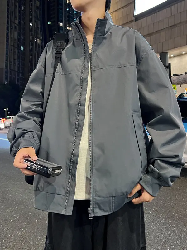 

New American Sle Men's Windproof Jaet Stand Collar Retro Outdoor Workwear Pilot Coat Trendy Brand Loose Fit Polyester Fiber