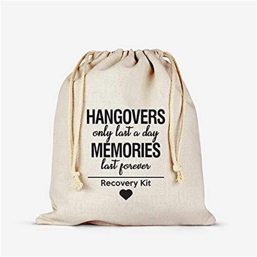 

20pcs Hangovers Only Last a Day Memories are forever, hangover bags, amenity bags, Bachelorette Party Hangover Kit Bags Cotton