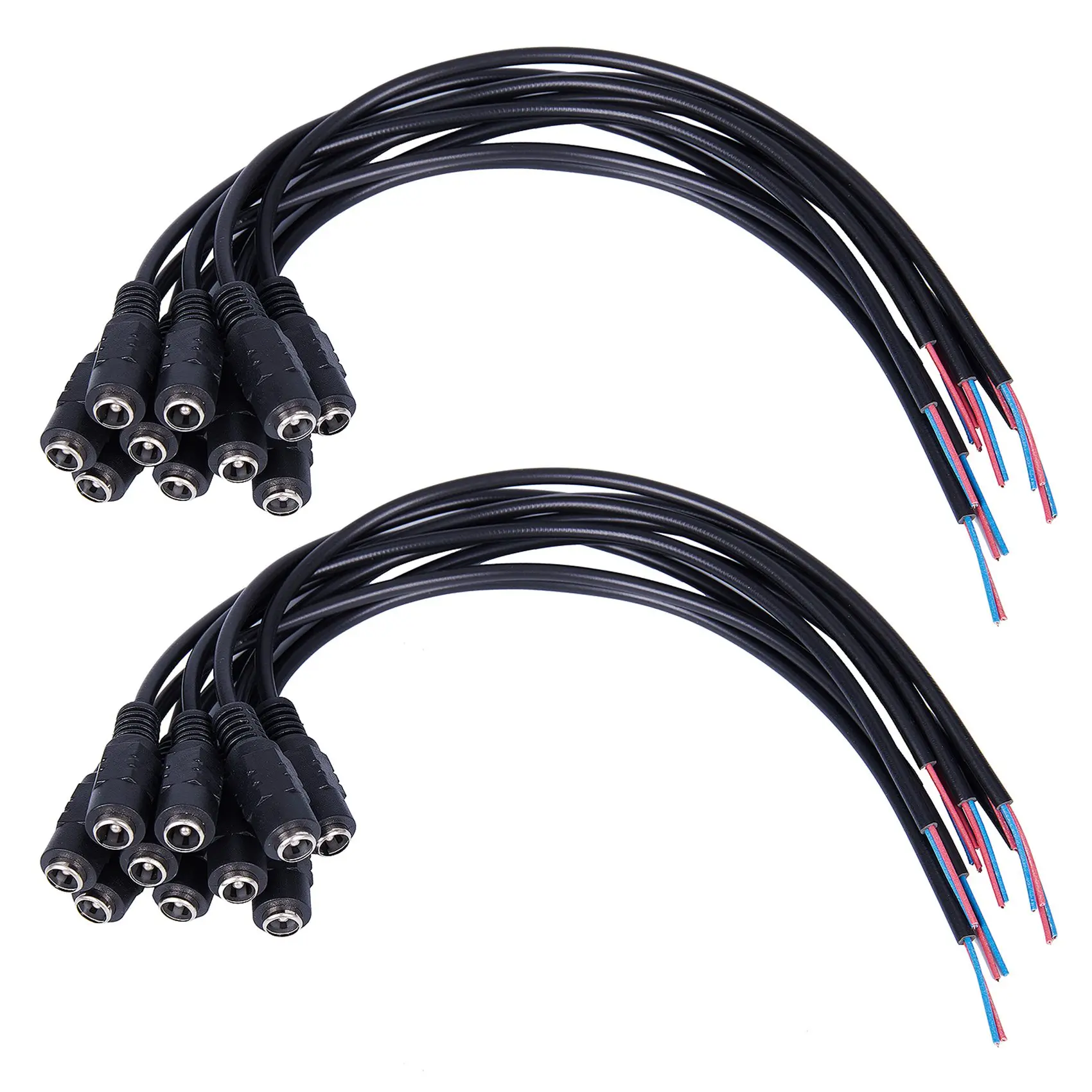 M51K-20Pcs 12V DC Power Plug Female Jack Plug Connector Cable 5.5X2.1Mm With Cord Cable 15CM For CCTV LED Strip Light