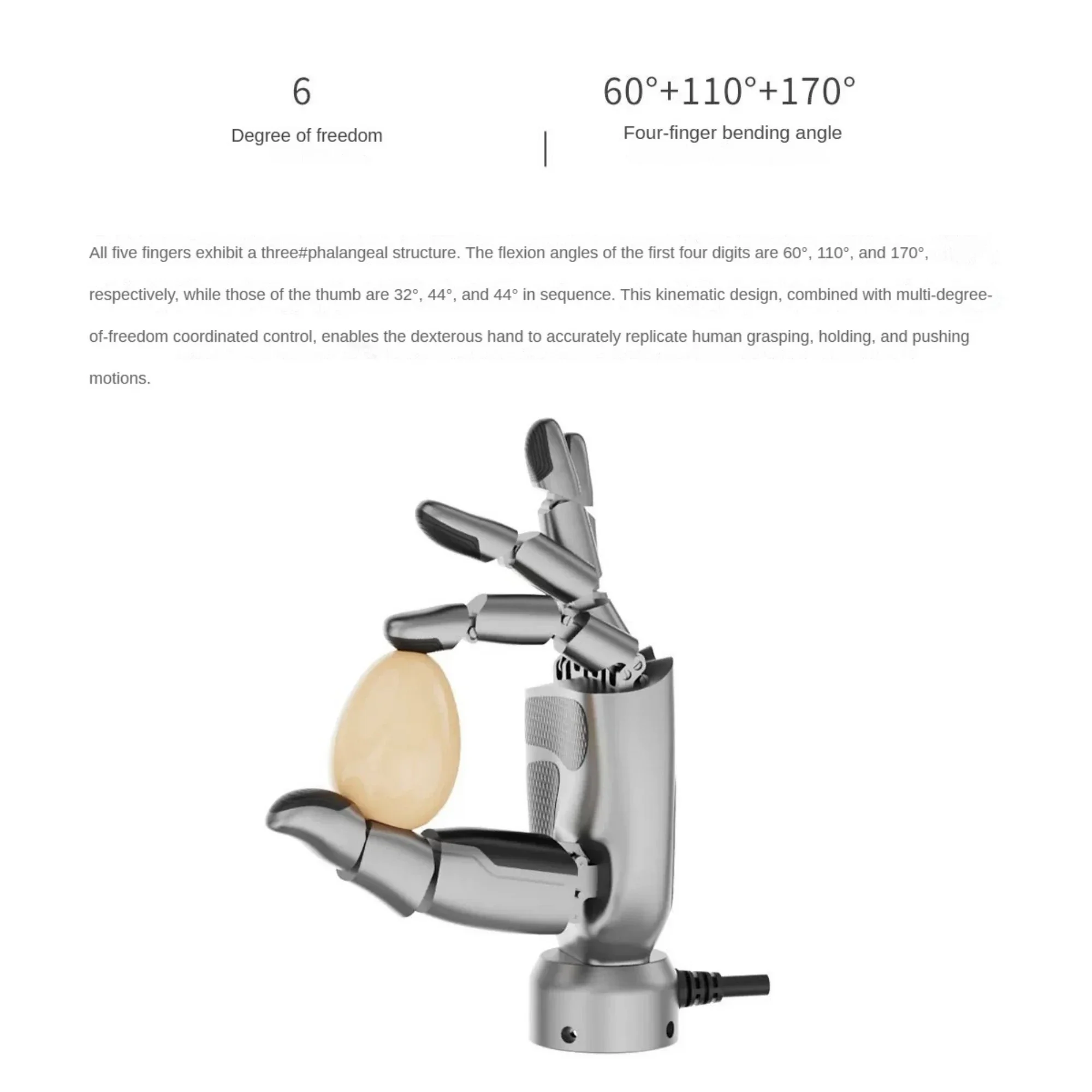 NCZOBOE Humanoid Robot Manipulator for Research Prgrammable Hand5Kg Load 6  Dexterous Robotic Hand Metal Five-Finger