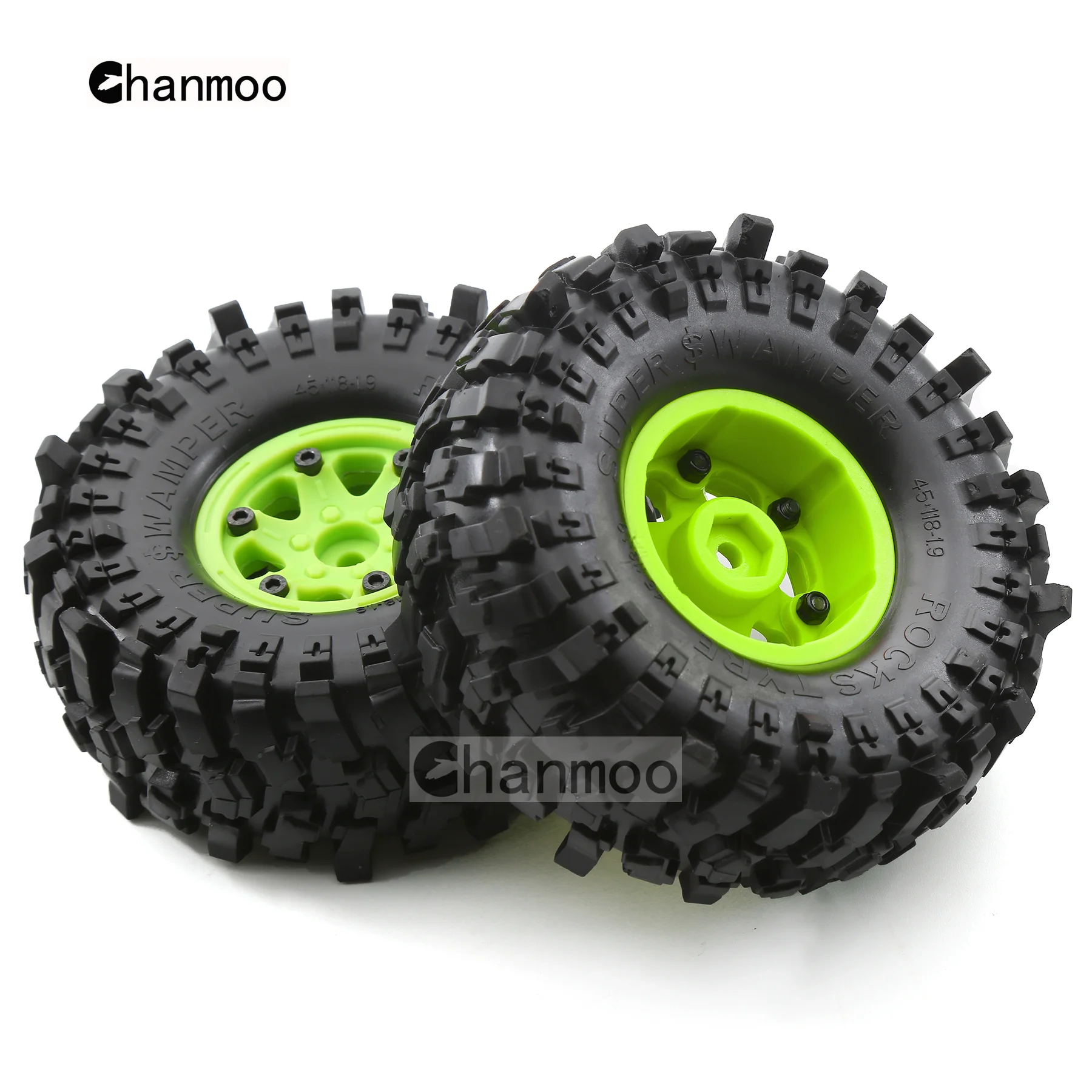 1.9インチ RCクローラー用ラバータイヤ＆プラスチックホイールリムセット 1/10 Axial SCX10 90046 AXI03007 TRX4 RBX10 Redcat Gen8 Traxxas 4WD D90対応