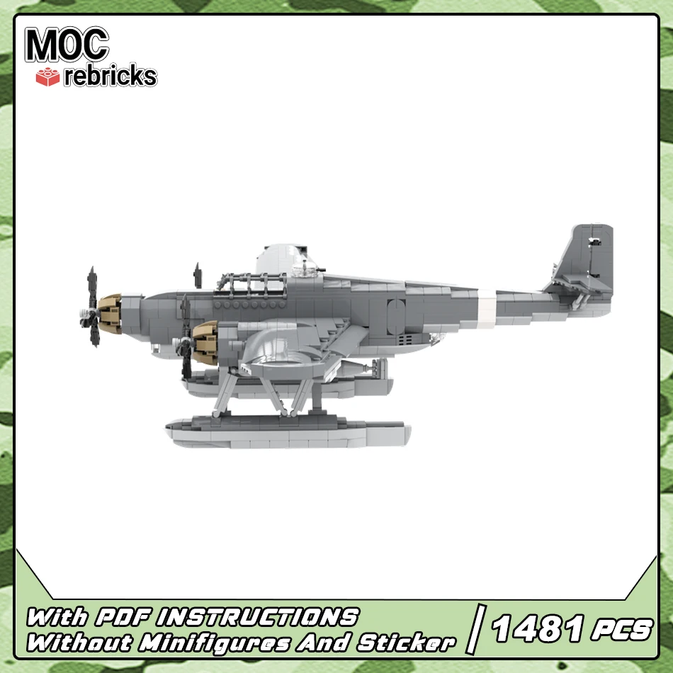 MOC ทหาร CANT Z.506 Airone Maritime Reconnaissance Rescue เครื่องบิน Building Block ชุด DIY ของเล่นเด็กคริสต์มาสของขวัญ