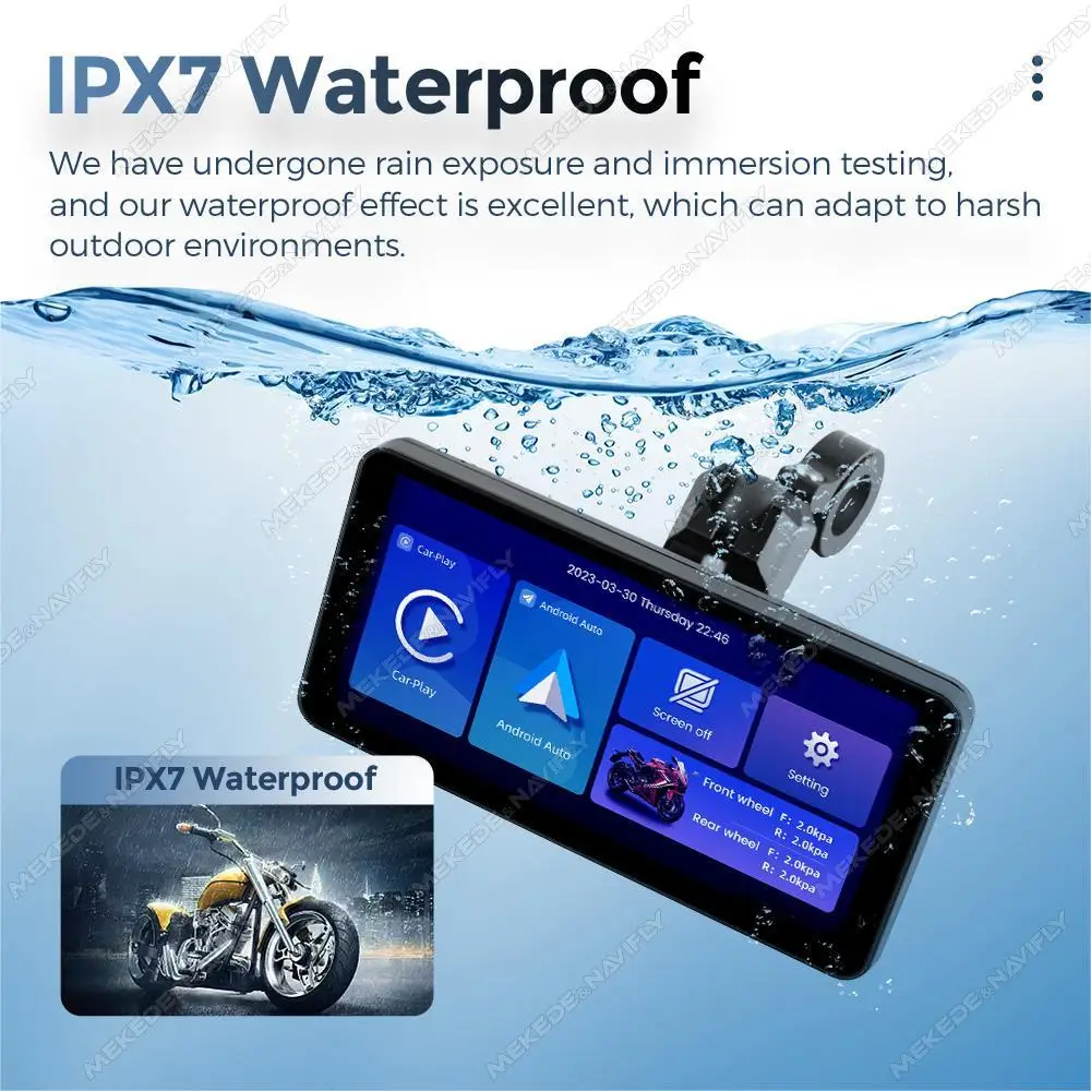 Mekede شاشة IPS مقاس 6.3 بوصة  دراجة نارية محمولة للملاحة نظام تحديد المواقع اللاسلكي Carplay أندرويد السيارات دعم IPX7 مقاوم للماء