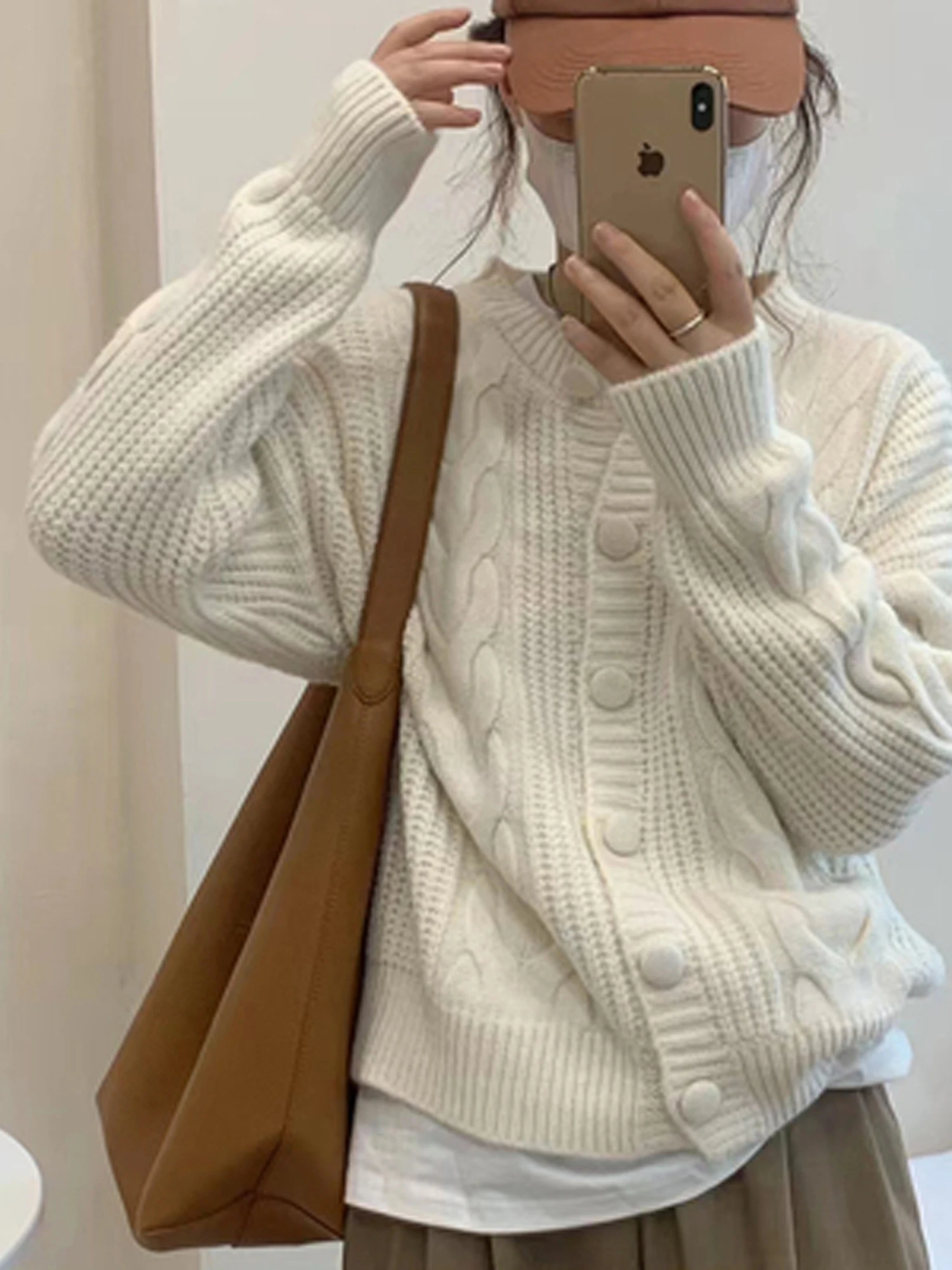 Loose Thickened Knitted Sweater Coat Women's Autumn Winter Outerwear Inner Match Vintage Lazy Style Twist Hairpin Sweater