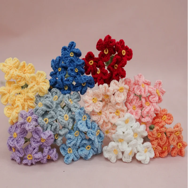 【 Finished product 】 Don't forget me, hand woven yarn, small and fresh simulation bouquet for birthday gifts to classmates